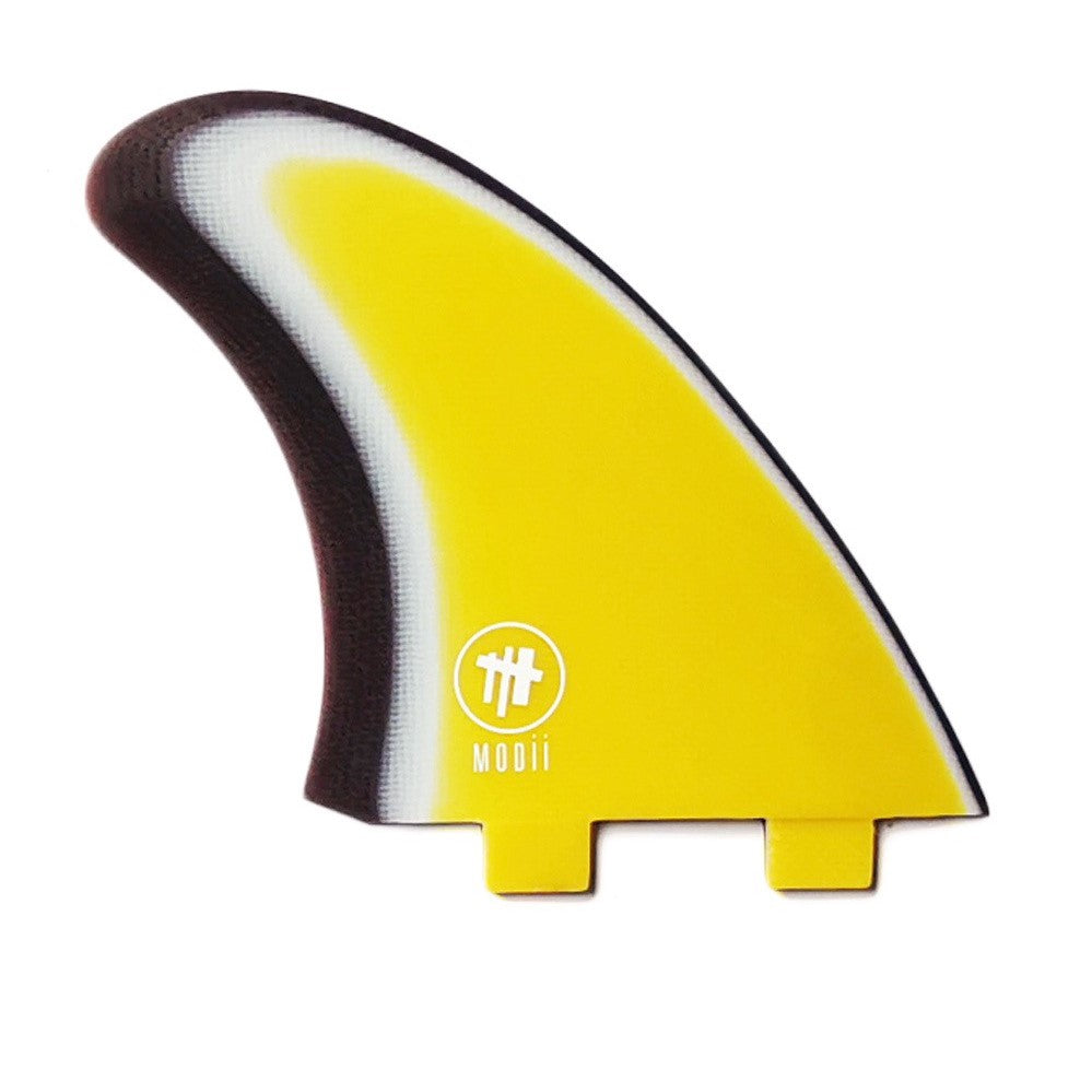 MR Style Twin fin Yellow/White/Brown- Dual Tab (FCS1 Compatible)